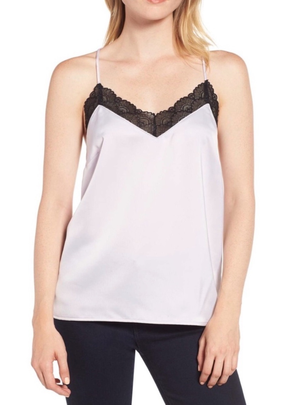 Gibson x Living in Yellow Betty Lace Trim Camisole 
Color LAVENDER/ BLACK
